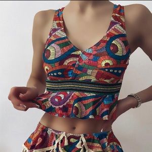 Shein swim graphic tassel multicolored boho bikini. Size M(6). EUC, worn once